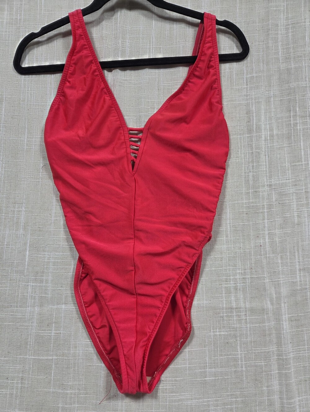Vintage 80s 90s Oscar de la Renta Red One-Piece Swimsuit Size 14